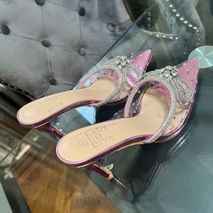 Miss Lola Pink Mule Heels